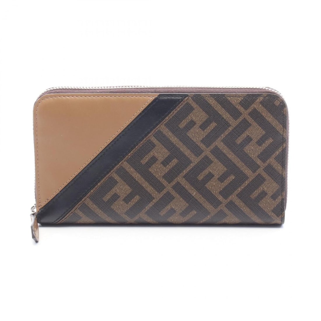 Fendi Diagonal Zucca Round Long Wallet, Leather, Men's/Women's, Brown/Black, 7M0210: --- Catalog ---Category: SizeSize (HxWxD): 10cm x 18.5cm x 2cm / 3.93'' x 7.28'' x 0.78''Category: DesignType: Long wallet (bi-fold)Color: Black, BrownGender: Men,WomenMaterial: Leather , PVC Category