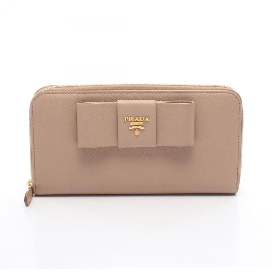 Prada PRADA Ribbon Round Long Wallet, Leather, Women's, Beige, 1ML506: --- Catalog ---Category: SizeSize (HxWxD): 10.5cm x 20cm x 2.5cm / 4.13'' x 7.87'' x 0.98''Category: DesignType: Long wallet (bi-fold)Color: BeigeGender: WomenMaterial: Leather Category: GeneralBrand: