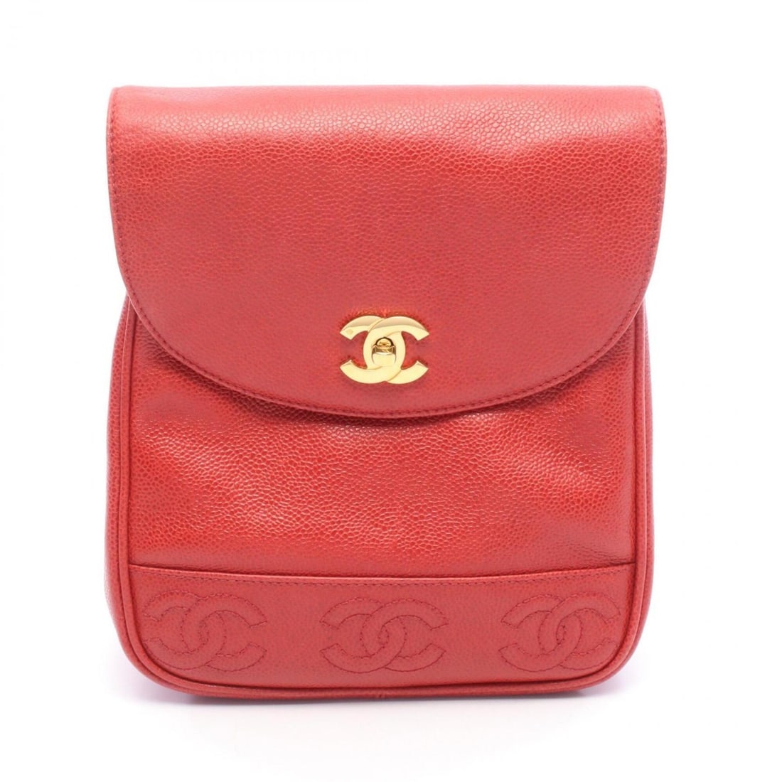 Chanel Triple Coco Mark Backpack/Handbag, Caviar Leather (Grained Calfskin), Women's, Red: --- Catalog ---Category: SizeSize (HxWxD): 24cm x 21cm x 9cm / 9.44'' x 8.26'' x 3.54''Category: DesignType: BackpackColor: Red colorGender: WomenMaterial: Grained Calfskin Hardware Color: GoldCategor