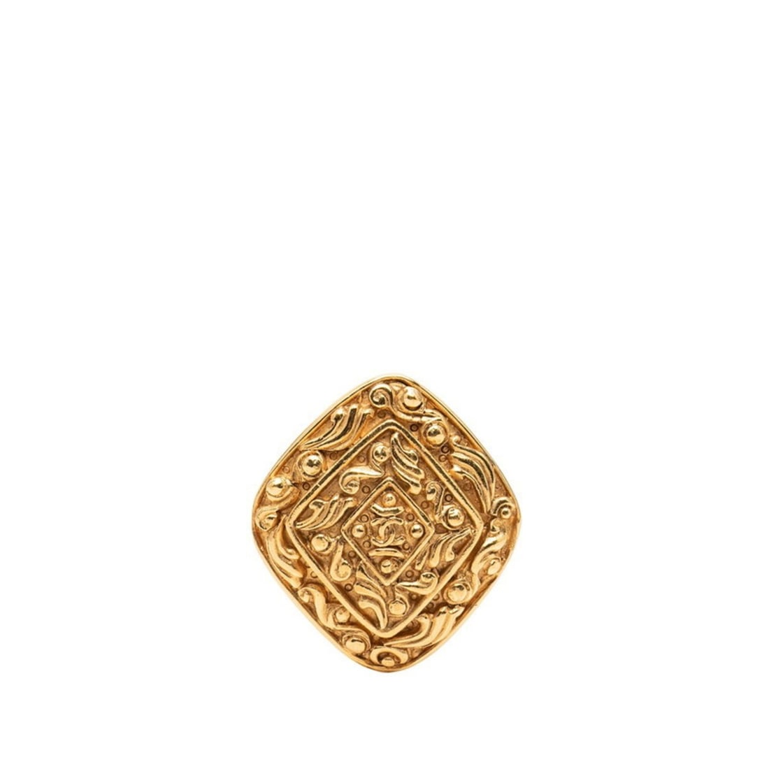 Chanel Vintage Coco Mark Diamond Motif Brooch Gold Plated Women's CHANEL: --- Catalog ---Category: SizeSize (HxWxD): 46.7cm x 41.6cm / 18.38'' x 16.37''Category: DesignType: BroochColor: GoldGender: WomenCategory: GeneralBrand: Chanel--- Item List ---Section: ConditionRanki