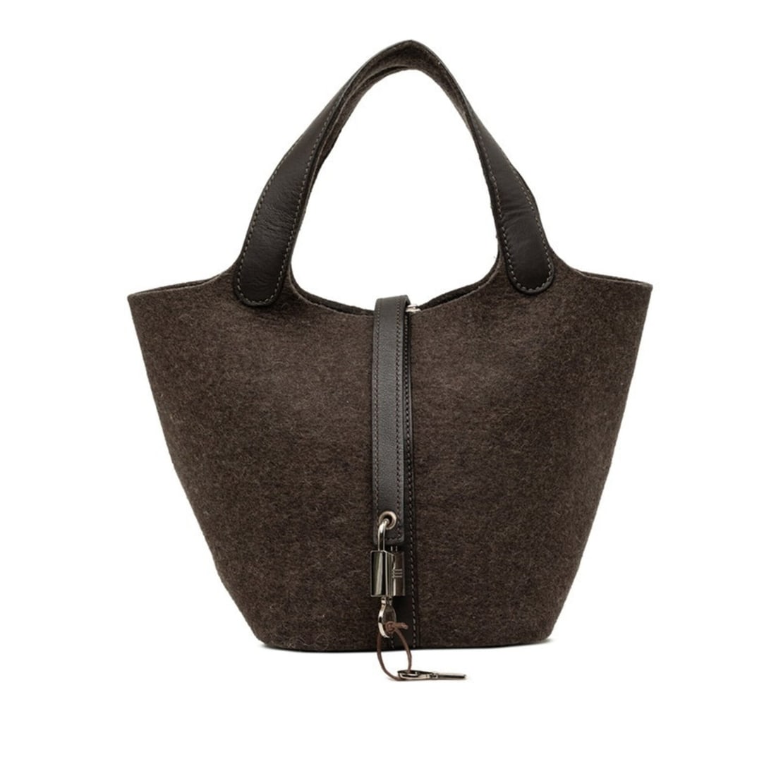 Hermes Picotin Lock PM handbag, Ebene leather, silver hardware, felt, Veau Swift women's.: --- Catalog ---Category: SizeHandle Drop: 11.00cm / 4.33''Size (HxWxD): 18cm x 15cm x 18cm / 7.08'' x 5.9'' x 7.08''Category: DesignType: HandbagColor: EbeneGender: WomenClosure: BeltMaterial: Swift l