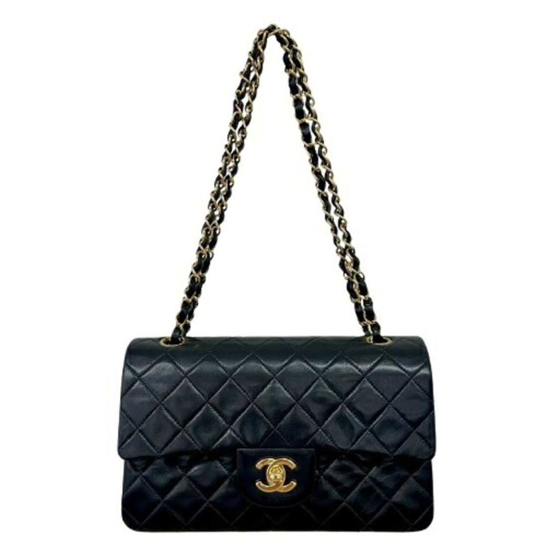 CHANEL Matelassé 23 Lambskin Double Flap Chain Shoulder Bag, Black Leather, Women's: --- Catalog ---Category: SizeSize (HxWxD): 16.5cm x 23cm x 6.5cm / 6.49'' x 9.05'' x 2.55''Category: DesignType: Shoulder bagColor: BlackGender: WomenMaterial: Leather Leather/Fur Type: LambskinCatego