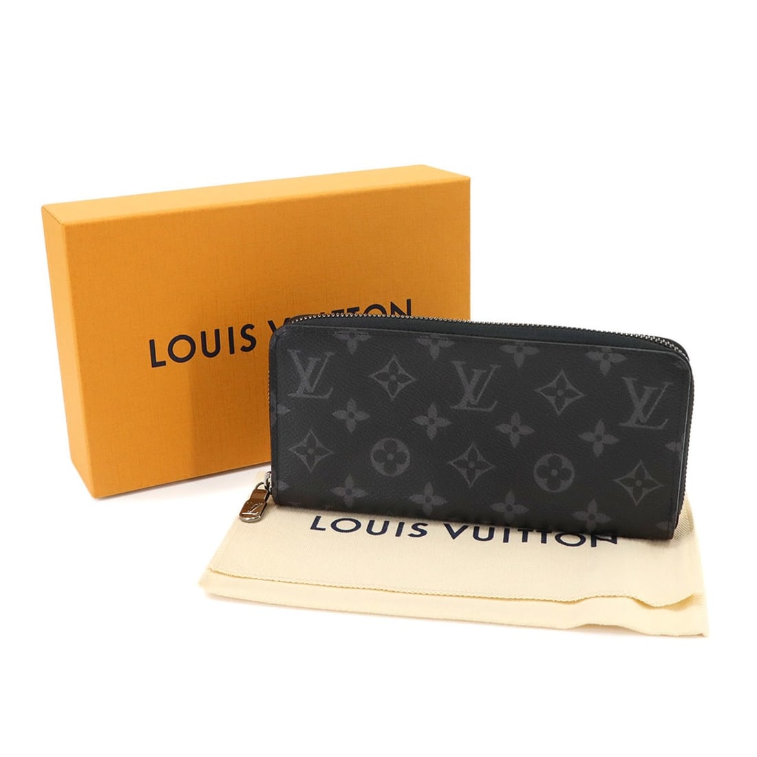 Louis Vuitton Monogram Eclipse Zippy Wallet Horizontal Long M11611 RFID Silver Hardware: --- Catalog ---Category: SizeWeight: 210g / 7.4oz.Size (HxWxD): 10cm x 20cm x 2cm / 3.93'' x 7.87'' x 0.78''Category: DesignType: Long wallet (bi-fold)Color: Monogram EclipseGender: MenMaterial: Monog
