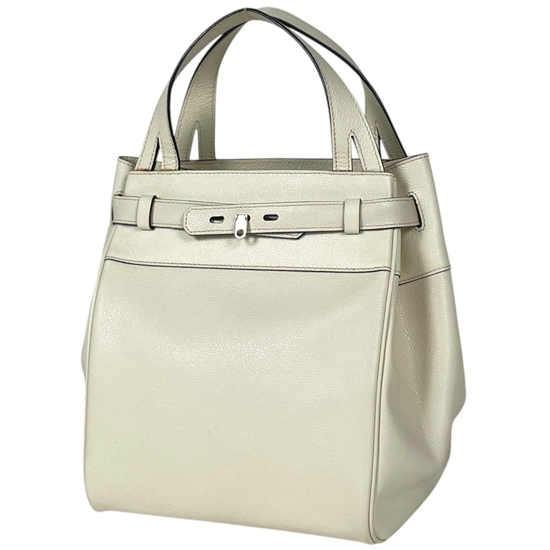 Valextra B-Cube Leather Handbag, Ivory, for Women: --- Catalog ---Category: SizeSize (HxWxD): 24cm x 21cm x 20cm / 9.44'' x 8.26'' x 7.87''Category: DesignType: HandbagColor: IvoryGender: WomenMaterial: Leather Category: GeneralBrand: Valextra--- Item