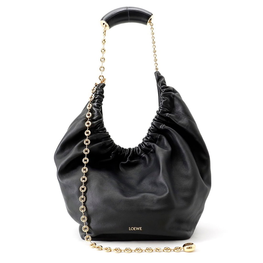Loewe Shoulder Bag Squeeze Medium Melona Palam A914Q37X01 LOEWE 2-way Black Handbag: --- Catalog ---Category: SizeSize (HxWxD): 41cm x 42cm x 15cm / 16.14'' x 16.53'' x 5.9''Category: DesignType: Handbag, Shoulder bagColor: BlackGender: WomenMaterial: Leather Category: GeneralMPN: A91