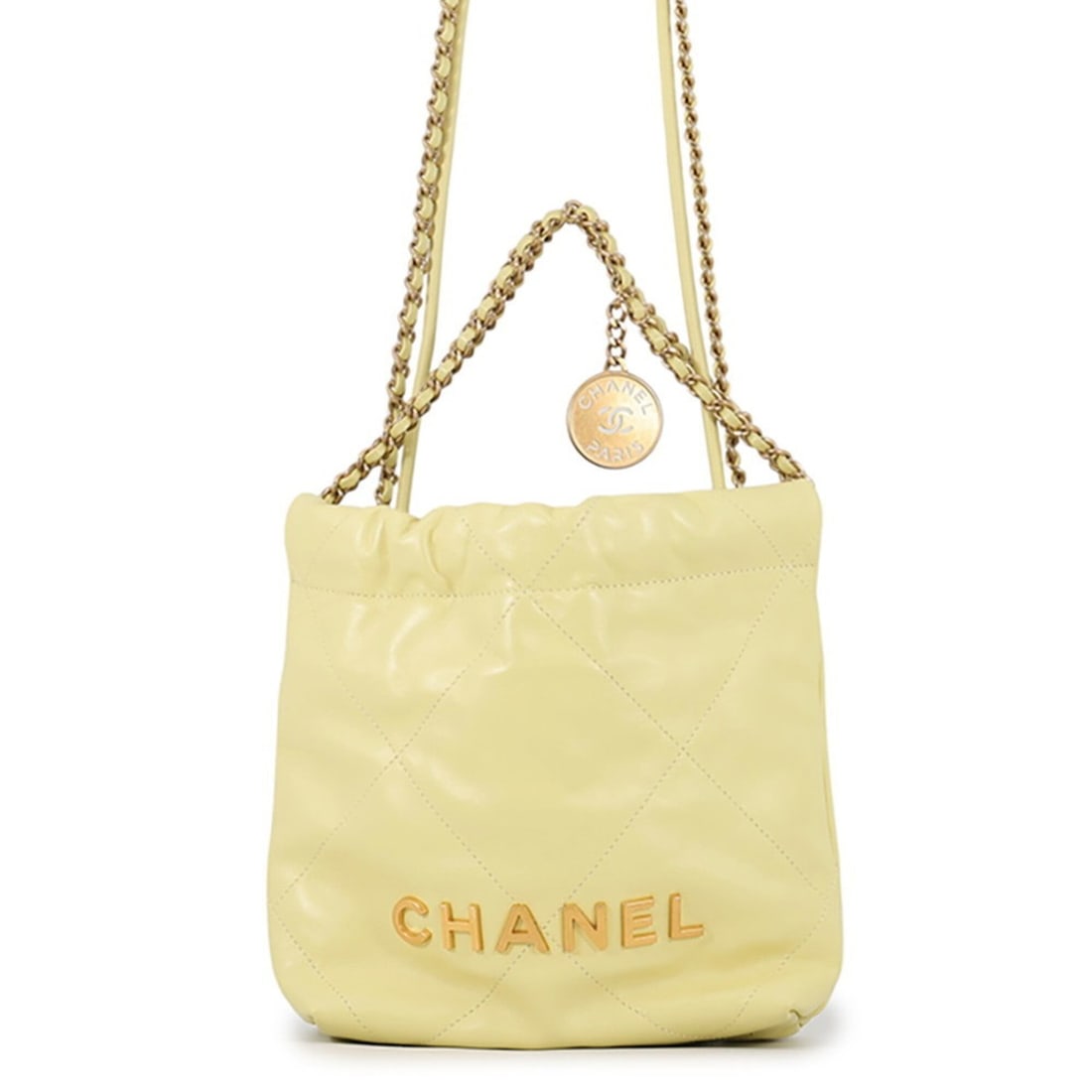 Chanel handbag CHANEL 22 Mini Coco Mark Shiny Calf Leather AS3980 2-way shoulder bag women's: --- Catalog ---Category: SizeSize (HxWxD): 19cm x 16.5cm x 7cm / 7.48'' x 6.49'' x 2.75''Category: DesignType: Handbag, Shoulder bagColor: YellowGender: WomenMaterial: Leather Leather/Fur Type: Calfsk