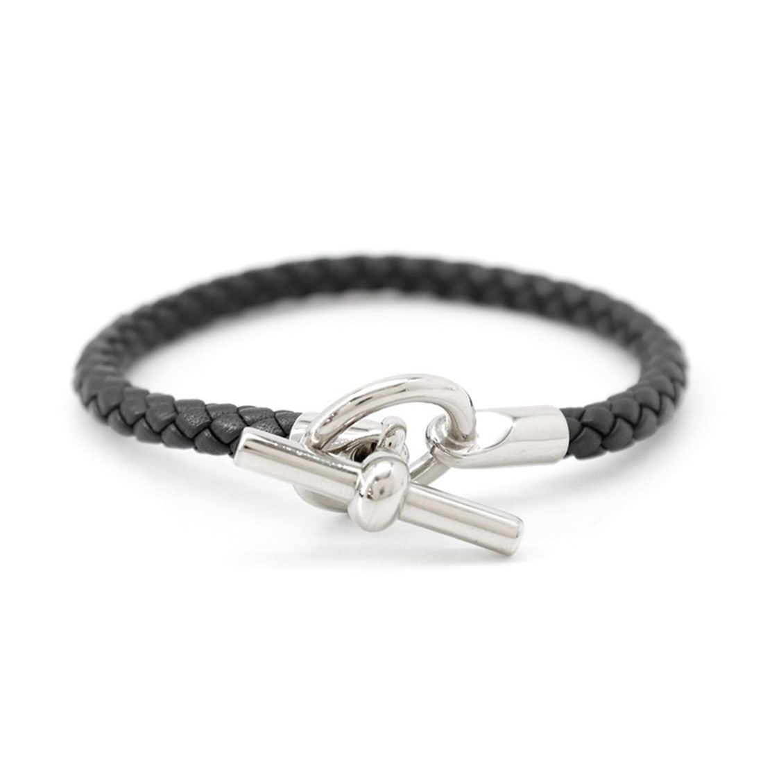 Hermes Glenan Bracelet, Black Swift Leather, HERMES Men's, Black, Hermes, BRACELET: --- Catalog ---Category: SizeLength: 18cm / 7.08''Category: DesignType: Charm braceletColor: Black, SilverGender: MenMaterial: Swift leatherCategory: GeneralBrand: HermesCountry of Origin: Italy--- It