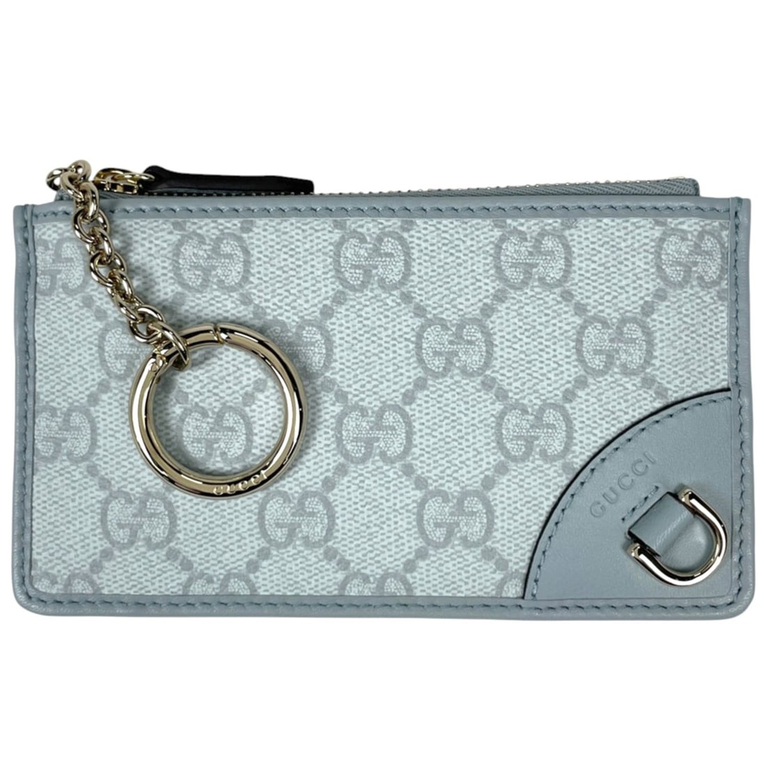 Gucci GUCCI Wallet/Coin Case GG Emblem Key Pouch Pattern Coated Canvas Leather Light Blue 860881: --- Catalog ---Category: SizeSize (HxWxD): 8cm x 14cm x 5.00mm / 3.14'' x 5.51'' x 0.19''Category: DesignType: Coin purse/coin caseColor: Light blueGender: WomenMaterial: Coated canvas , Leather Categ
