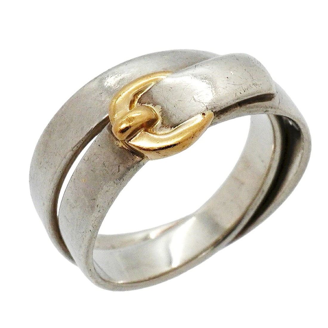 Hermes Double True Ring, 18K Yellow Gold (KYG), Sterling Silver 925, Size 52, Women's.: --- Catalog ---Category: SizeUS Size: 6.5Brand Size: 52Category: DesignType: Band ringGender: WomenMaterial: Silver 925, Yellow gold (18K)Category: GeneralBrand: Hermes--- Item List ---Section: Condit