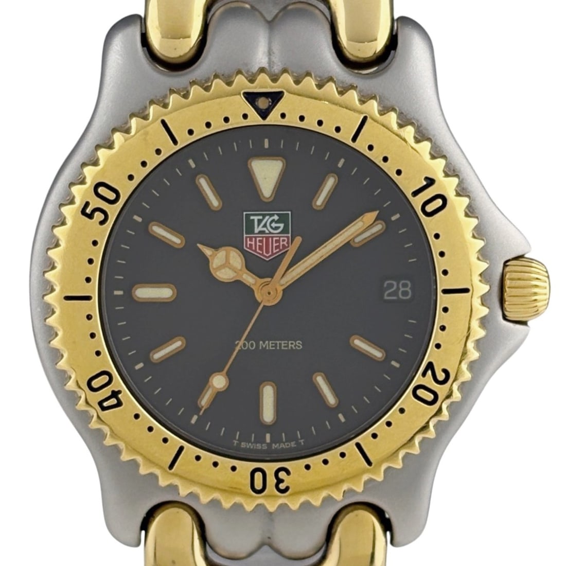 TAG Heuer Cell Date S95.206M Men's Watch, Stainless Steel, Gold Plated, Quartz, Gray.: --- Catalog ---Category: SizeWrist Size: 16.5cm / 6.49''Case Diameter: 36mm / 1.42''Category: DesignType: WristwatchGender: MenColor (Dial): GrayMaterial (Band): Stainless steelMaterial (Case): Stainl