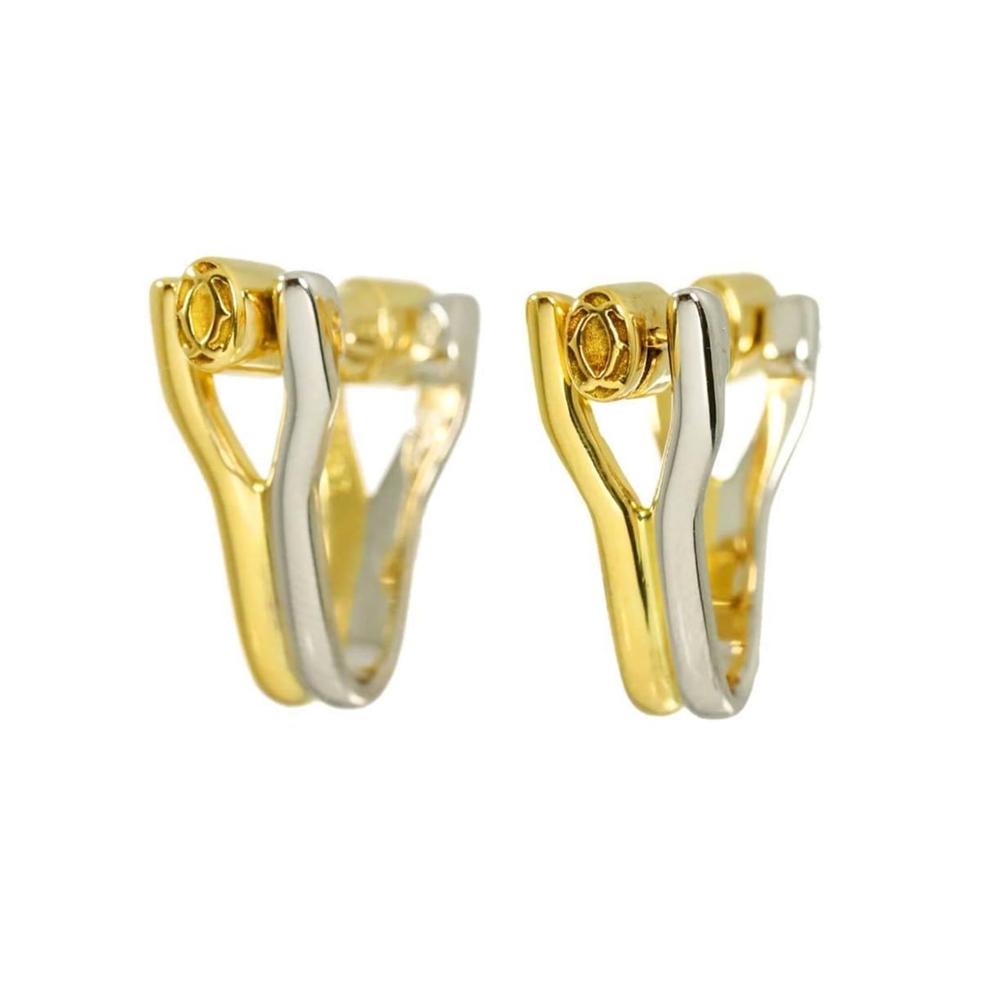 Cartier cufflinks, 18K yellow gold (YG) and white (750).: --- Catalog ---Category: SizeSize (HxWxD): 18.50mm x 7.60mm / 0.73'' x 0.30''Category: DesignType: CufflinksGender: MenMaterial: White gold (18K), Yellow gold (18K)Category: GeneralBrand: Cartier--- I