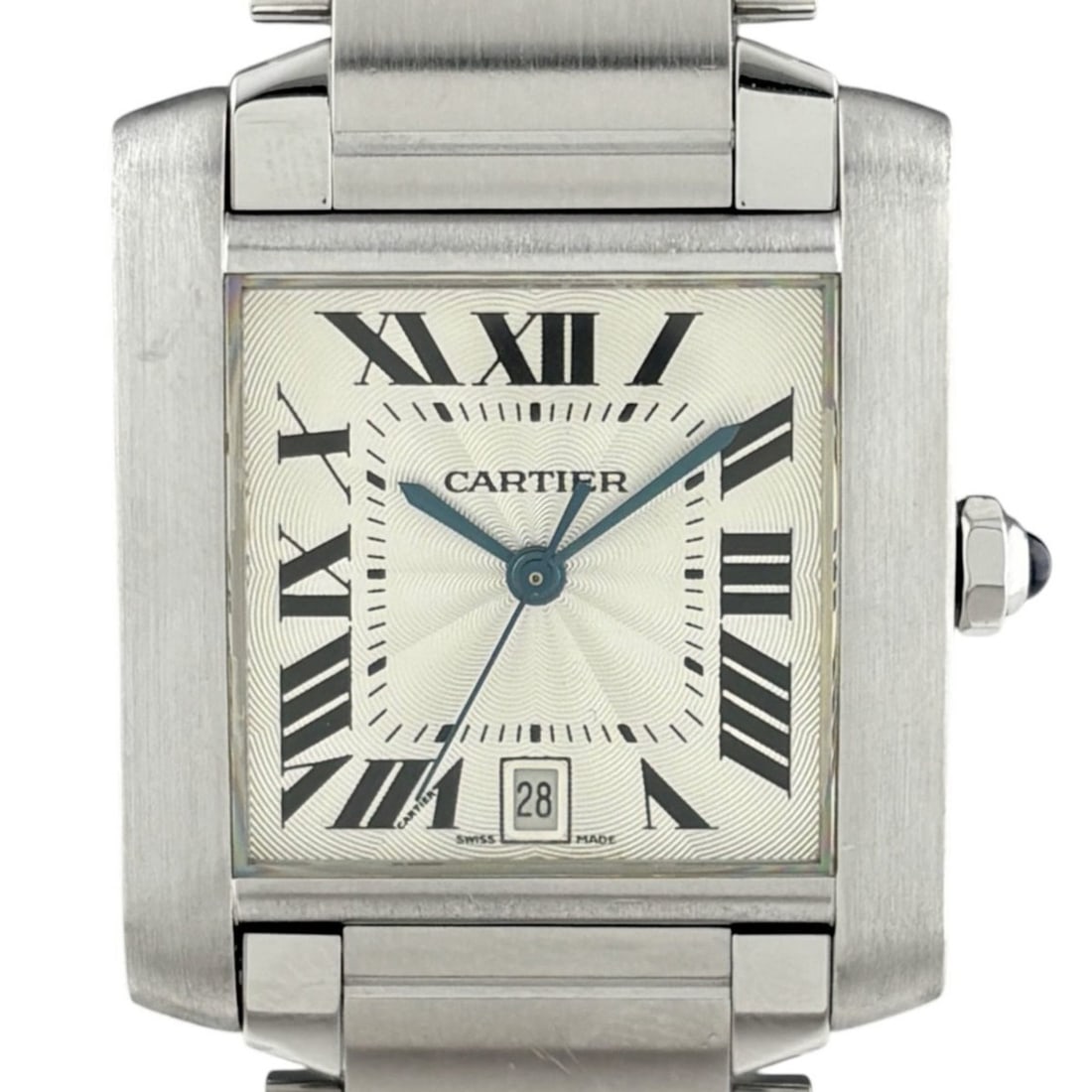 Cartier Tank Française LM W51002Q3 Watch, Stainless Steel, Automatic, Silver, Men's: --- Catalog ---Category: SizeWrist Size: 18.5cm / 7.28''Case Diameter: 28mm / 1.1''Category: DesignType: WristwatchGender: MenColor (Dial): SilverMaterial (Band): Stainless steelMaterial (Case): Stain