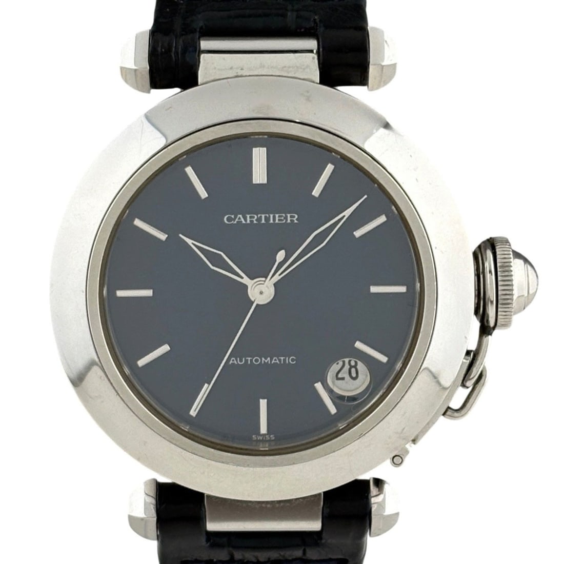 Cartier Pasha W31014M7 Watch, Stainless Steel, Leather Strap, Automatic, Blue, Men's: --- Catalog ---Category: SizeWrist Size: 16cm / 6.29''Case Diameter: 35mm / 1.38''Category: DesignType: WristwatchGender: MenColor (Dial): BlueMaterial (Band): LeatherMaterial (Case): Stainless steelC