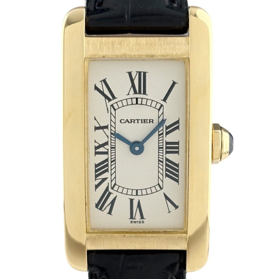 Cartier Tank American SM W2601556 Watch, Yellow Gold, Leather Strap, Quartz, Ivory, Women's.: --- Catalog ---Category: SizeWrist Size: 13.5cm - 17.5cm / 5.31'' - 6.88''Case Diameter: 20mm / 0.79''Category: DesignType: WristwatchGender: WomenColor (Dial): IvoryMaterial (Band): LeatherMaterial (