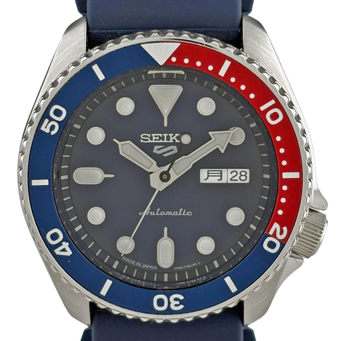 Seiko 5 Sports Pepsi Bezel 4R36-07G0 Watch, Stainless Steel, Rubber Strap, Automatic, Navy, Men's: --- Catalog ---Category: SizeWrist Size: 14.5cm - 21.5cm / 5.7'' - 8.46''Case Diameter: 42mm / 1.65''Category: DesignType: WristwatchGender: MenColor (Dial): NavyMaterial (Band): RubberMaterial (Case)