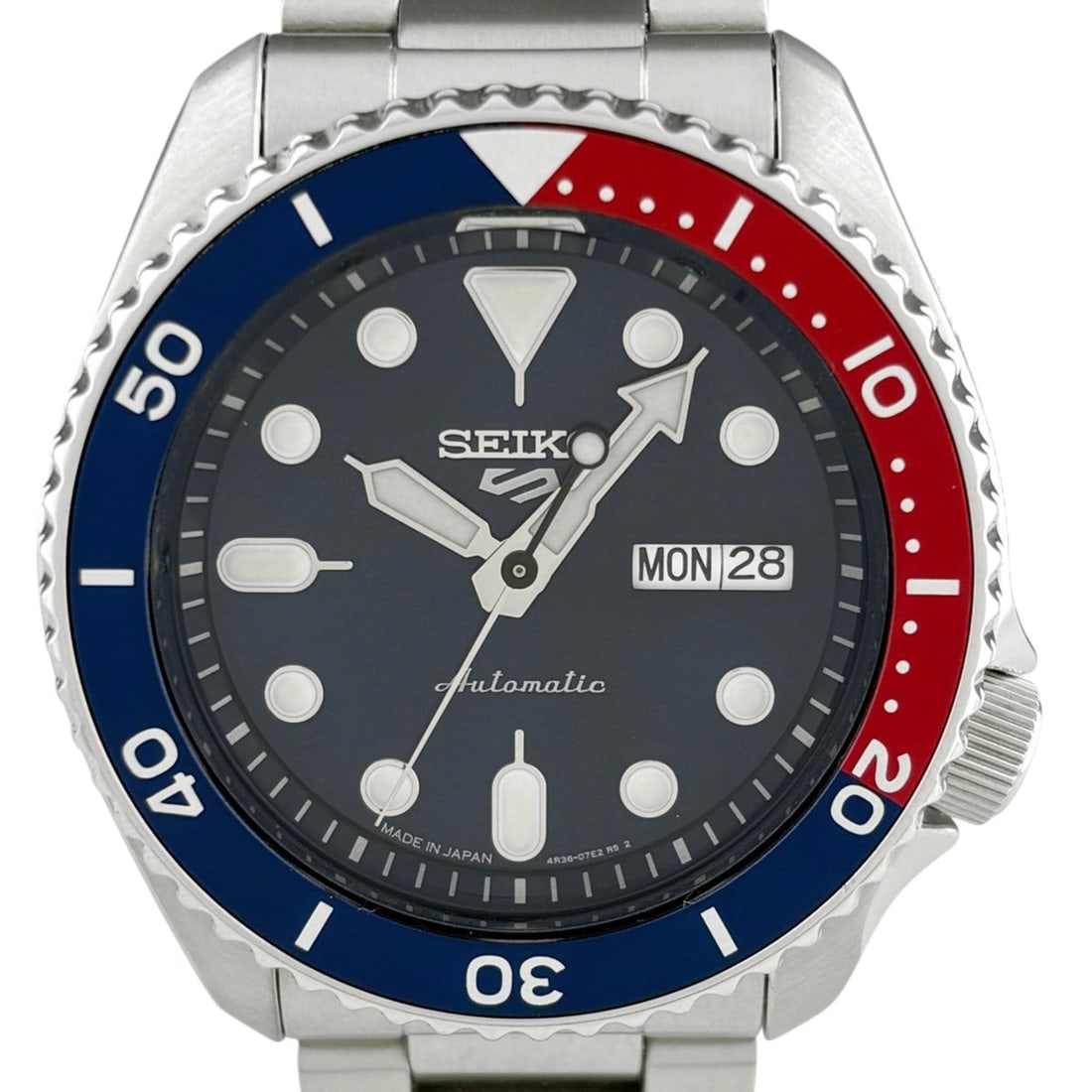 Seiko 5 Sports Pepsi Bezel 4R36-07G0 SBSA003 Watch, Stainless Steel, Automatic, Navy, Men's: --- Catalog ---Category: SizeWrist Size: 20.5cm / 8.07''Case Diameter: 42mm / 1.65''Category: DesignType: WristwatchGender: MenColor (Dial): NavyMaterial (Band): Stainless steelMaterial (Case): Stainl