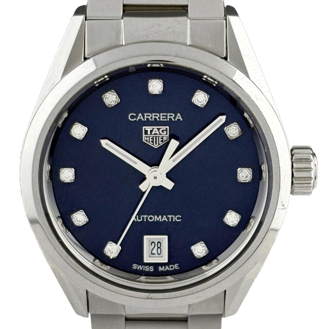 TAG Heuer Carrera 11P WBN2413 Watch, Stainless Steel, Automatic, Navy, Women's: --- Catalog ---Category: SizeWrist Size: 17.5cm / 6.88''Case Diameter: 29mm / 1.14''Category: DesignType: WristwatchGender: WomenColor (Dial): NavyMaterial (Band): Stainless steelMaterial (Case): Stai