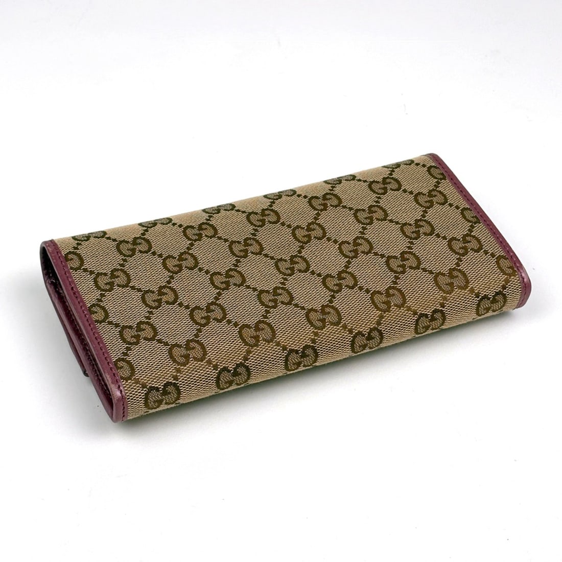 Gucci GUCCI Long Wallet GG Pattern Bi-fold Ribbon Canvas Brown Pink 258405 Women's (1 of 10)