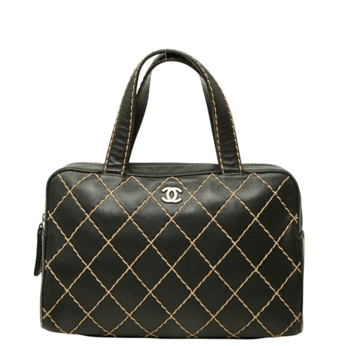 Chanel Coco Mark Wild Stitch Handbag Mini Boston Bag Black Leather Women's CHANEL: --- Catalog ---Category: SizeSize (HxWxD): 20cm x 33cm x 14.5cm / 7.87'' x 12.99'' x 5.7''Category: DesignType: Boston bag, HandbagColor: BlackGender: WomenMaterial: Leather Category: GeneralBrand: Ch