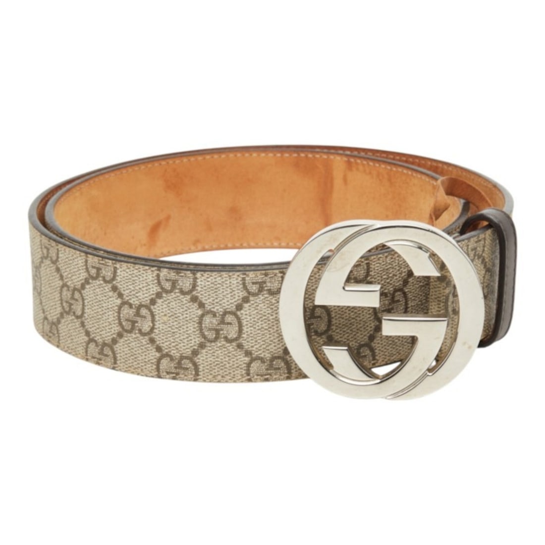 Gucci Interlocking G GG Supreme Leather Belt with Logo Buckle 411924 Beige Men's GUCCI: --- Catalog ---Category: SizeLength: 89.3cm - 96.8cm / 35.15'' - 38.11''Category: DesignType: Standard beltColor: BeigeGender: MenMaterial (Strap): PVC , Leather Category: GeneralMPN: 411924Brand: Guc