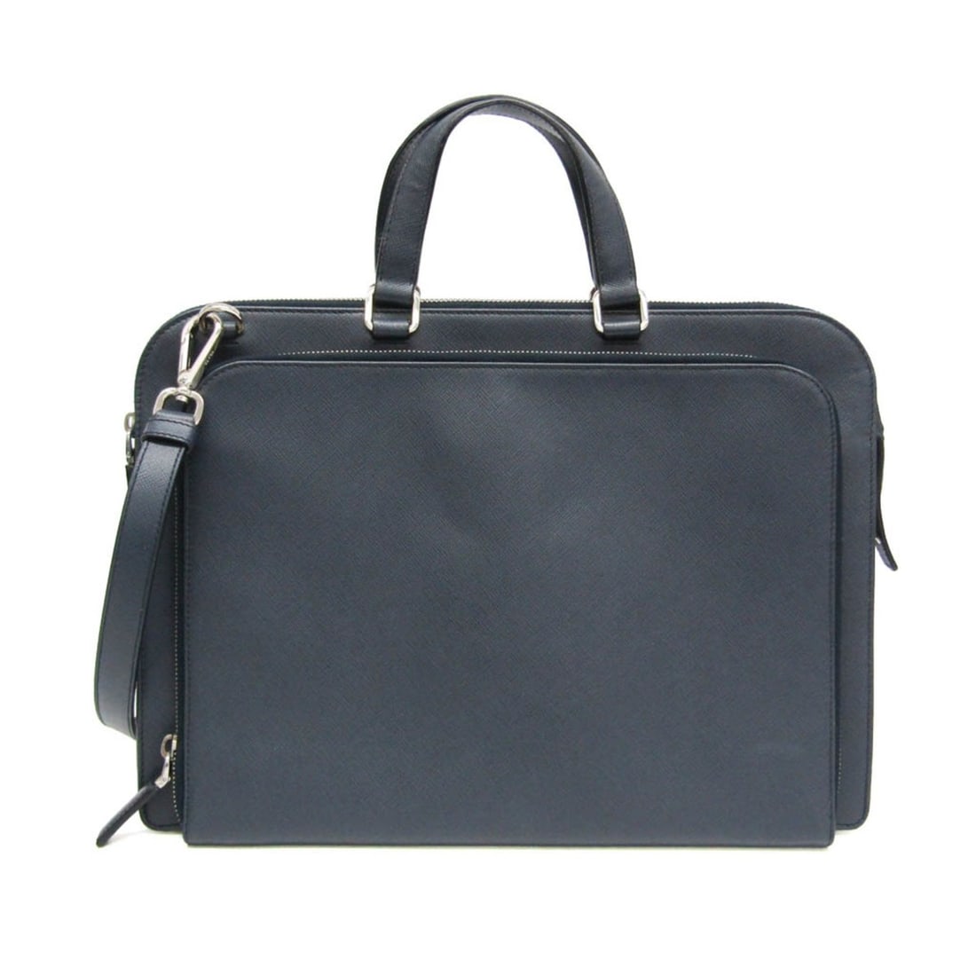 Prada Saffiano VR0078 Men's Leather Briefcase,Document Case Dark Navy: --- Catalog ---Category: SizeSize (HxWxD): 28cm x 37.5cm x 7cm / 11.02'' x 14.76'' x 2.75''Strap Length: 125cm - 135cm / 49.21'' - 53.14''Handle Length: 29cm / 11.41''Category: DesignType: Briefcase, 