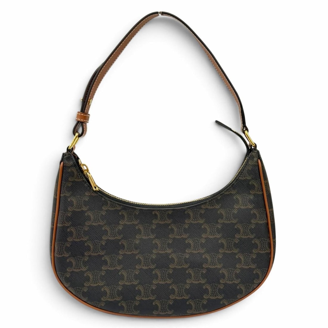 CELINE 19395 AVA Tan Brown Triomphe Crescent Medium Leather Shoulder Bag, Made in Italy, Women's: --- Catalog ---Category: SizeSize (HxWxD): 12cm x 24cm x 6cm / 4.72'' x 9.44'' x 2.36''Category: DesignType: Shoulder bagColor: BrownGender: WomenMaterial: Leather Category: GeneralMPN: 19395Brand: Ce