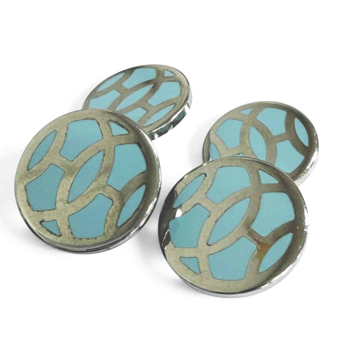HERMES H-Lift Circle Cufflinks, Silver, Light Blue, Men's: --- Catalog ---Category: DesignType: CufflinksColor: Light blue, SilverGender: MenCategory: GeneralBrand: Hermes--- Item List ---Section: ConditionRanking: Rank A Used - A few traces of usage, some sc