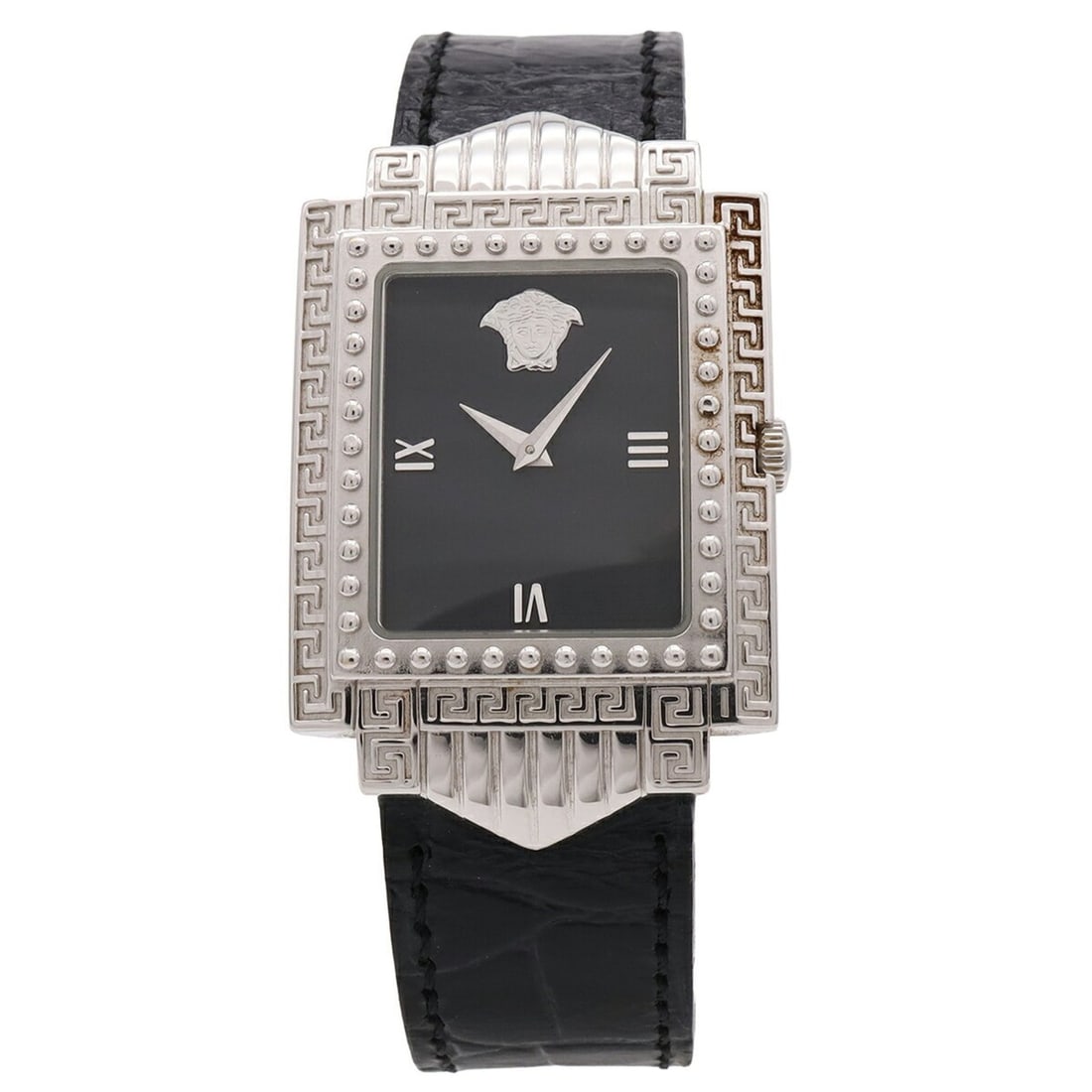 VERSACE Gianni Versace Medusa Black Dial Stainless Steel Leather Strap Women's Quartz Watch 12066927: --- Catalog ---Category: SizeWrist Size: 14.5cm - 17.5cm / 5.7'' - 6.88''Case Diameter: 27mm / 1.06''Category: DesignType: WristwatchGender: WomenColor (Dial): BlackMaterial (Band): LeatherMaterial (C
