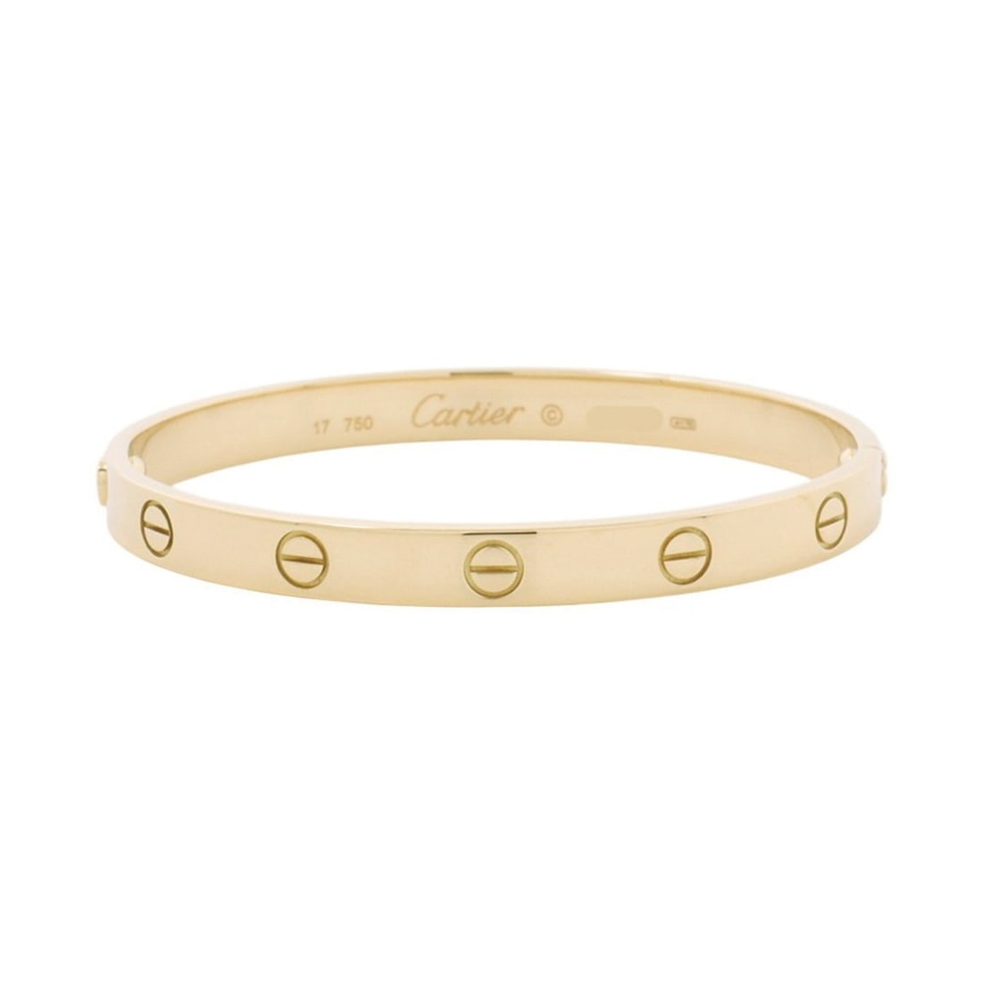 Cartier Love Bracelet Classic Model 18KYG Yellow Gold Size 17 LOVE Bangle: --- Catalog ---Category: SizeLength: 16cm / 6.29''Category: DesignType: Charm braceletGender: WomenMaterial: Yellow gold (18K)Category: GeneralLine: LoveBrand: Cartier--- Item List ---Section: Conditi