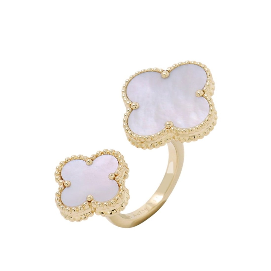 Van Cleef & Arpels Magic Alhambra Entre Les Doigts Ring, Mother of Pearl, 18K Yellow Gold, Size 51,: --- Catalog ---Category: SizeUS Size: 6Brand Size: 51Category: DesignType: Band ringGender: WomenMaterial: Yellow gold (18K)Category: GeneralBrand: Van Cleef & Arpels--- Item List ---Section: Conditio