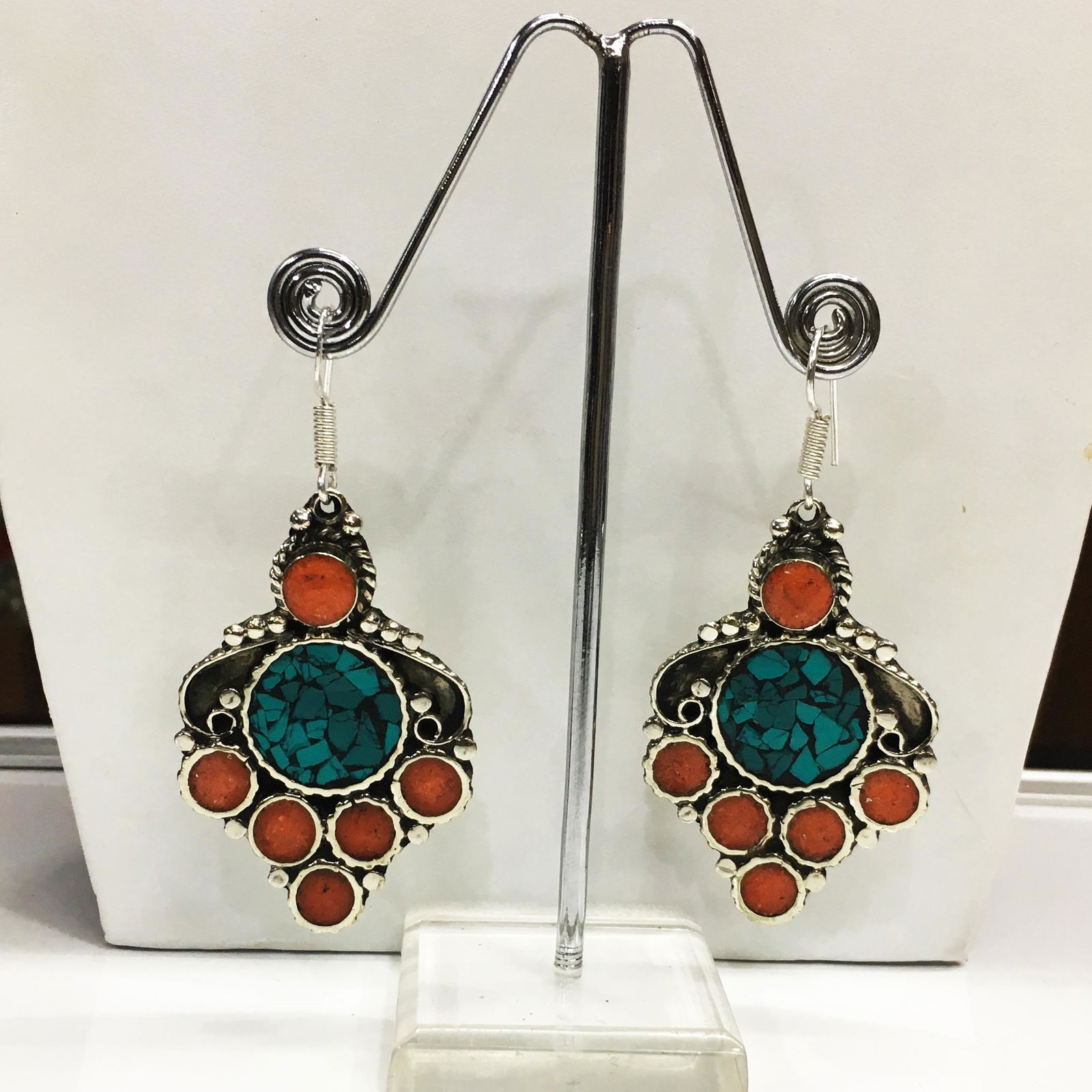 Tibetan Handmade Nepali Turquoise Ethnic Earring (1 of 1)