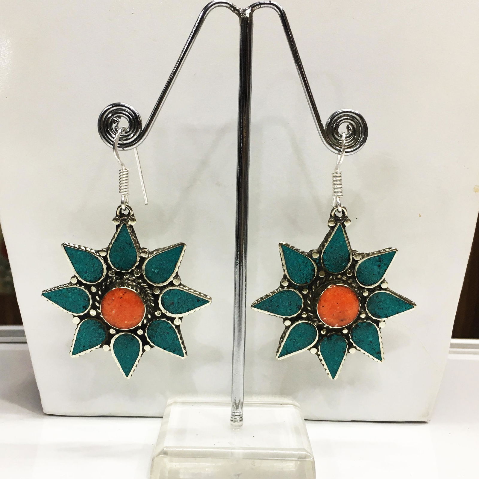 Tibetan Handmade Turquoise Ethnic Earring (1 of 1)