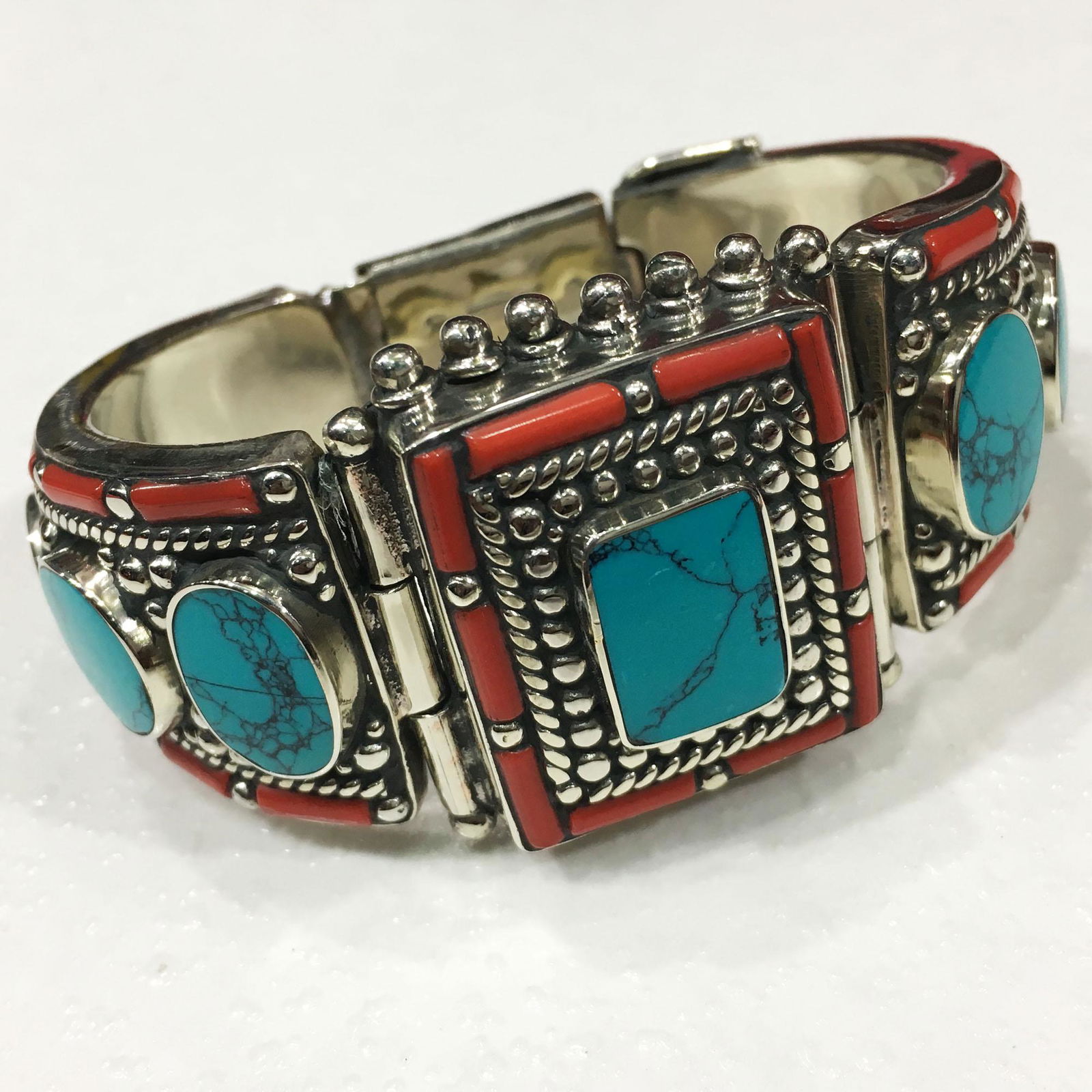 Tibetan Turquoise Handmade Ethnic Bangle (1 of 3)
