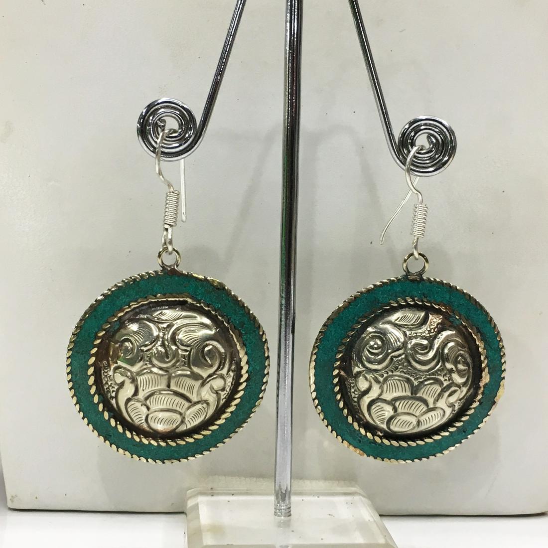 Tibetan Natural Turquoise Handmade Chokar Earrings (1 of 1)