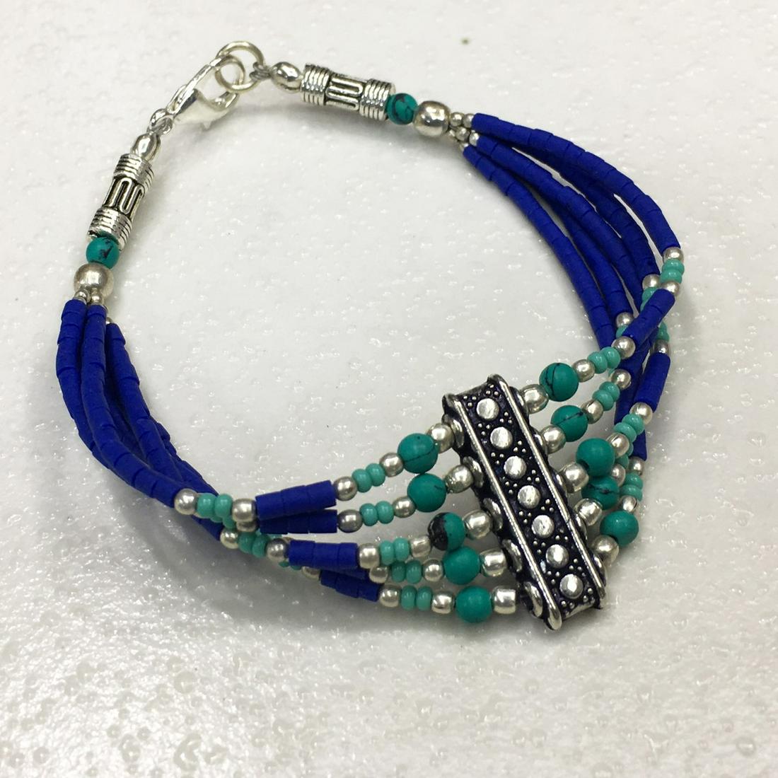 Tibetan Lapis Beaded Handmade Bracelet (1 of 1)