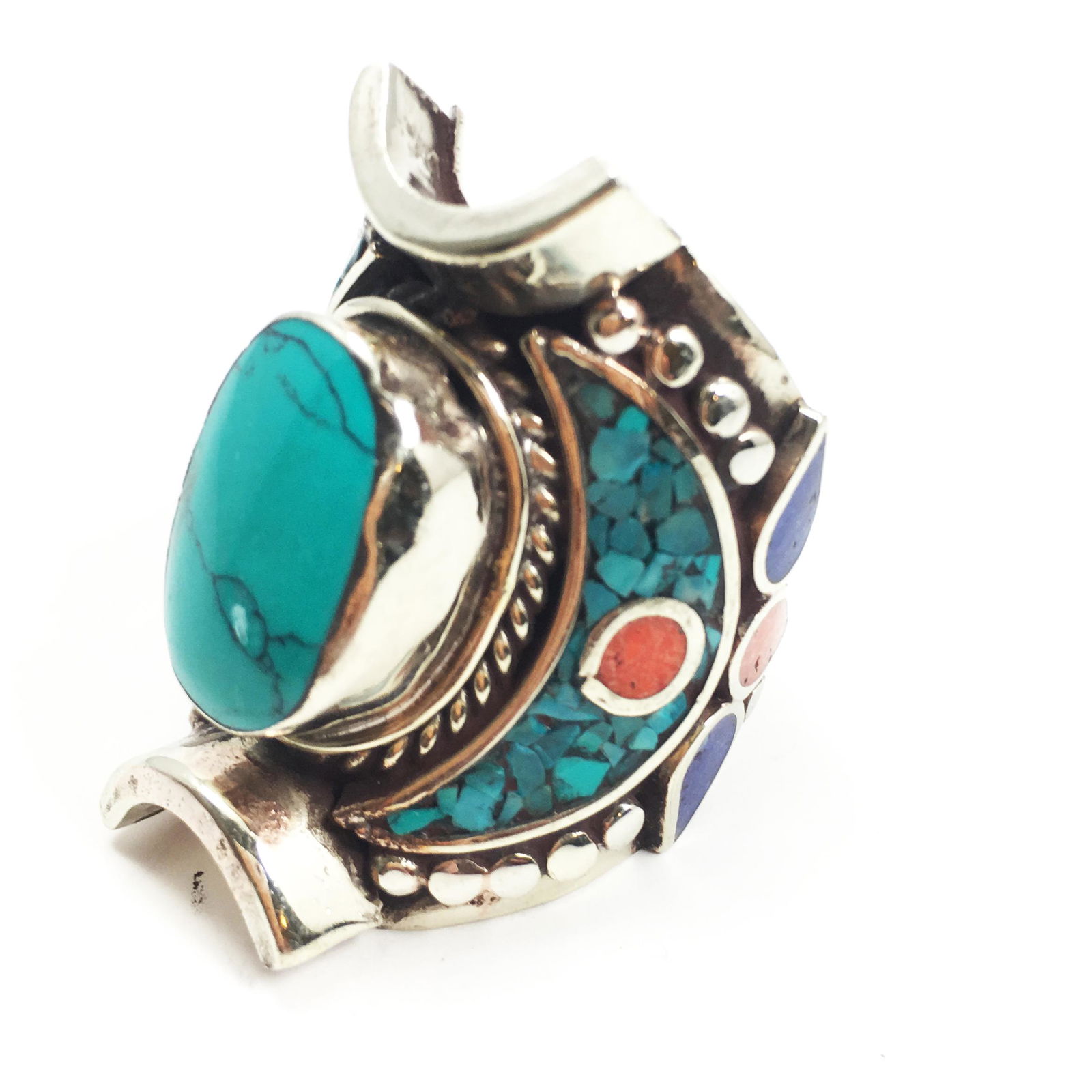 12MM Tibetan Natural Turquoise Handmade Ring (1 of 1)