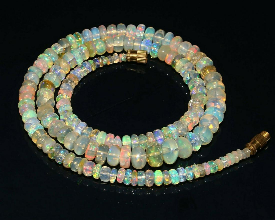Natural Ethiopian Welo Fire Opal Beads Necklace 18 Inch (1 of 3)
