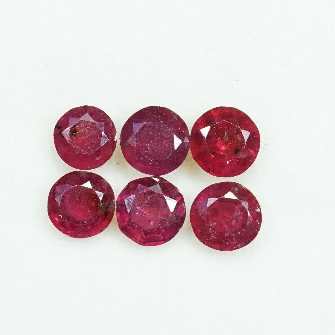 3.55 CTS Natural Ruby Round Cut 5 mm Lot 6 Pcs Red (1 of 2)