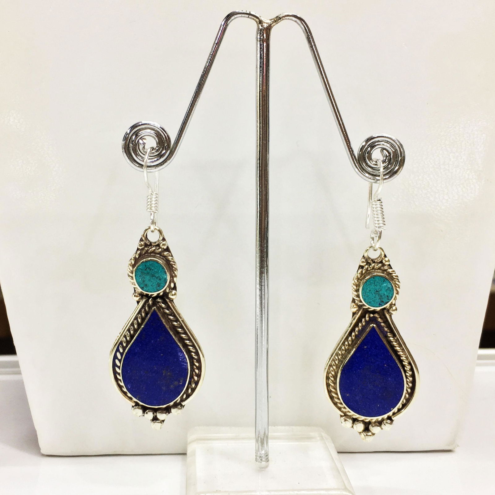 Nepalese Handmade Lapis Choker Earring (1 of 1)