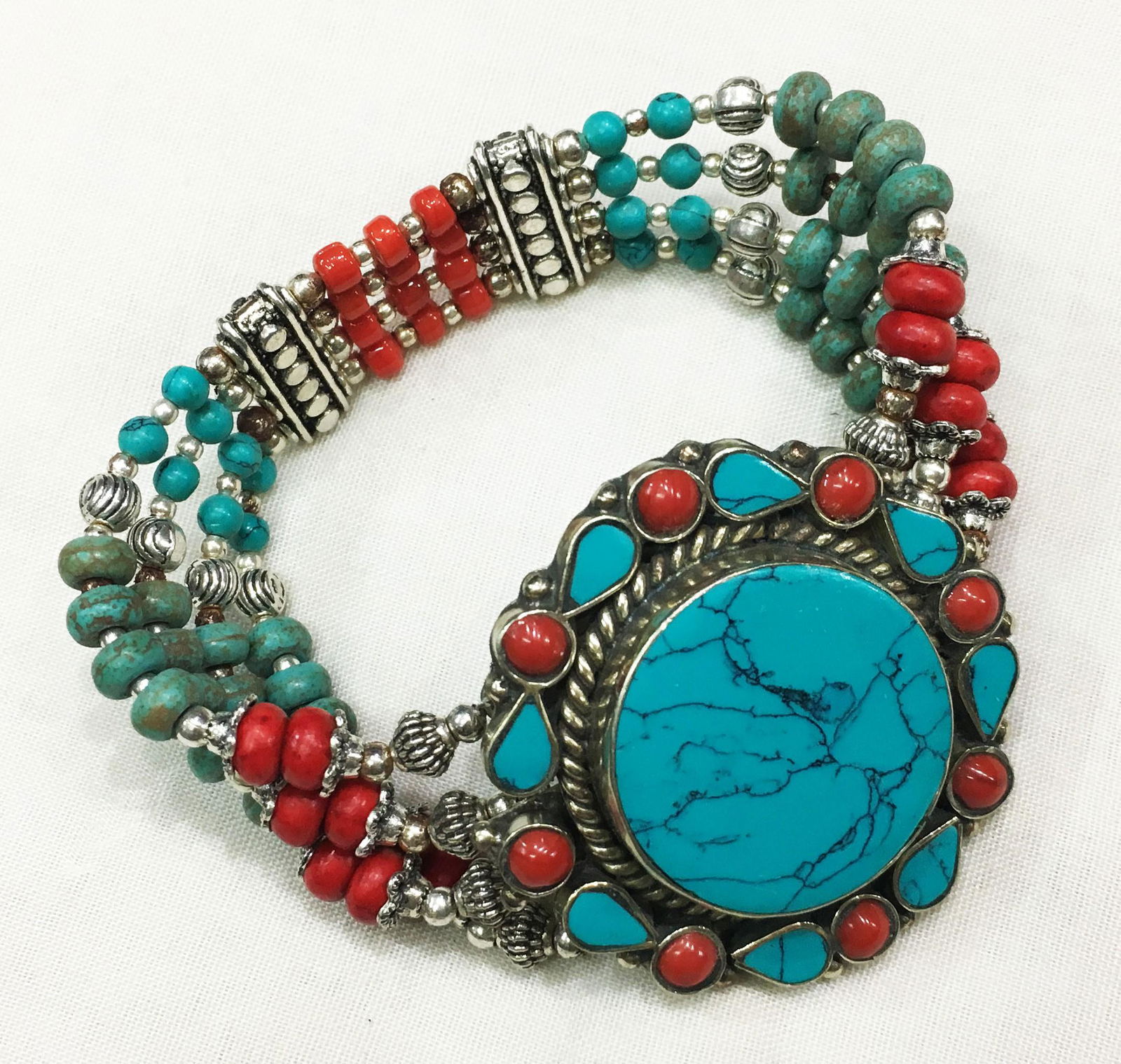 Turquoise Beads Handmade Statement Bracelet (1 of 2)