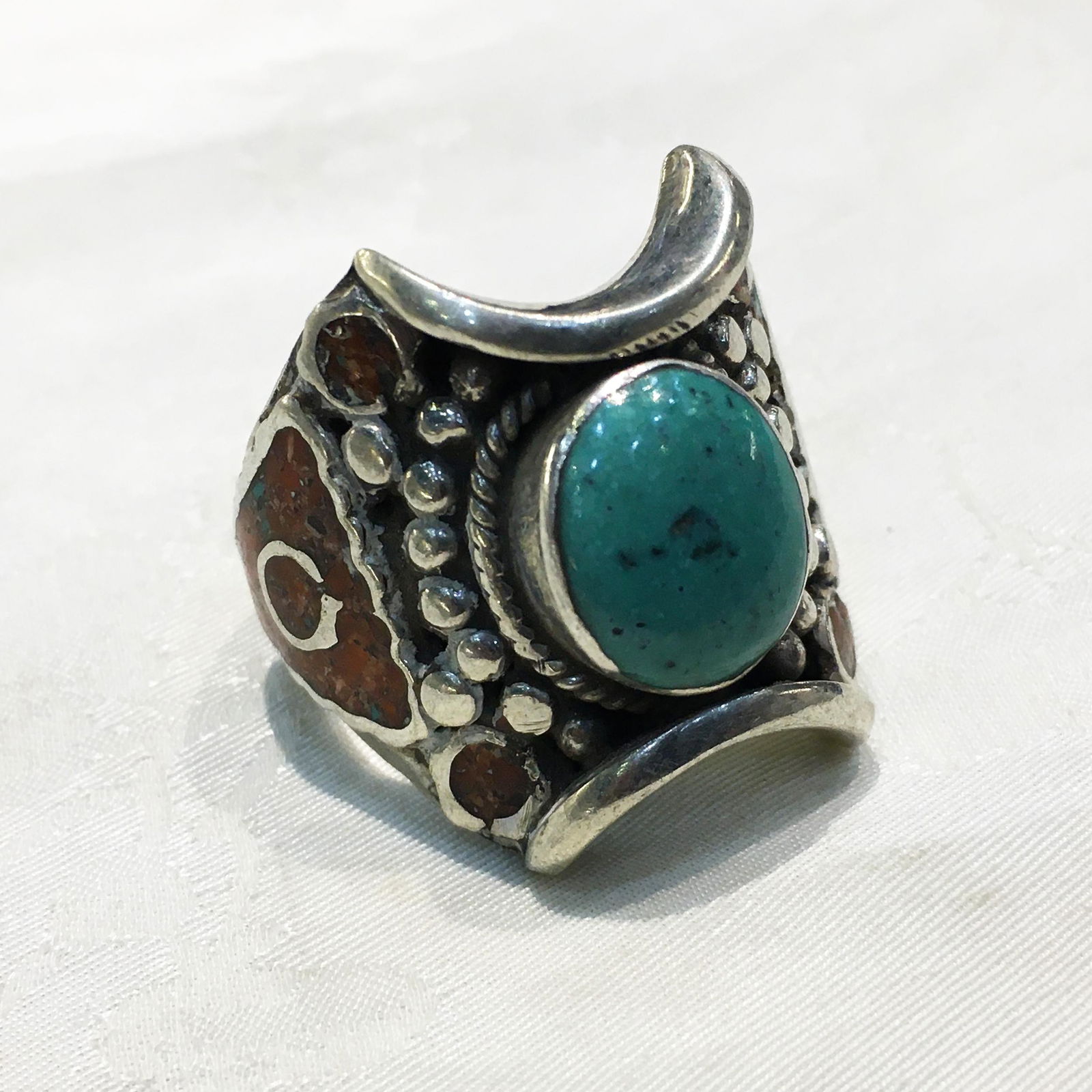 925 Sterling Silver Natural Turquoise Handmade Ring - (1 of 2)