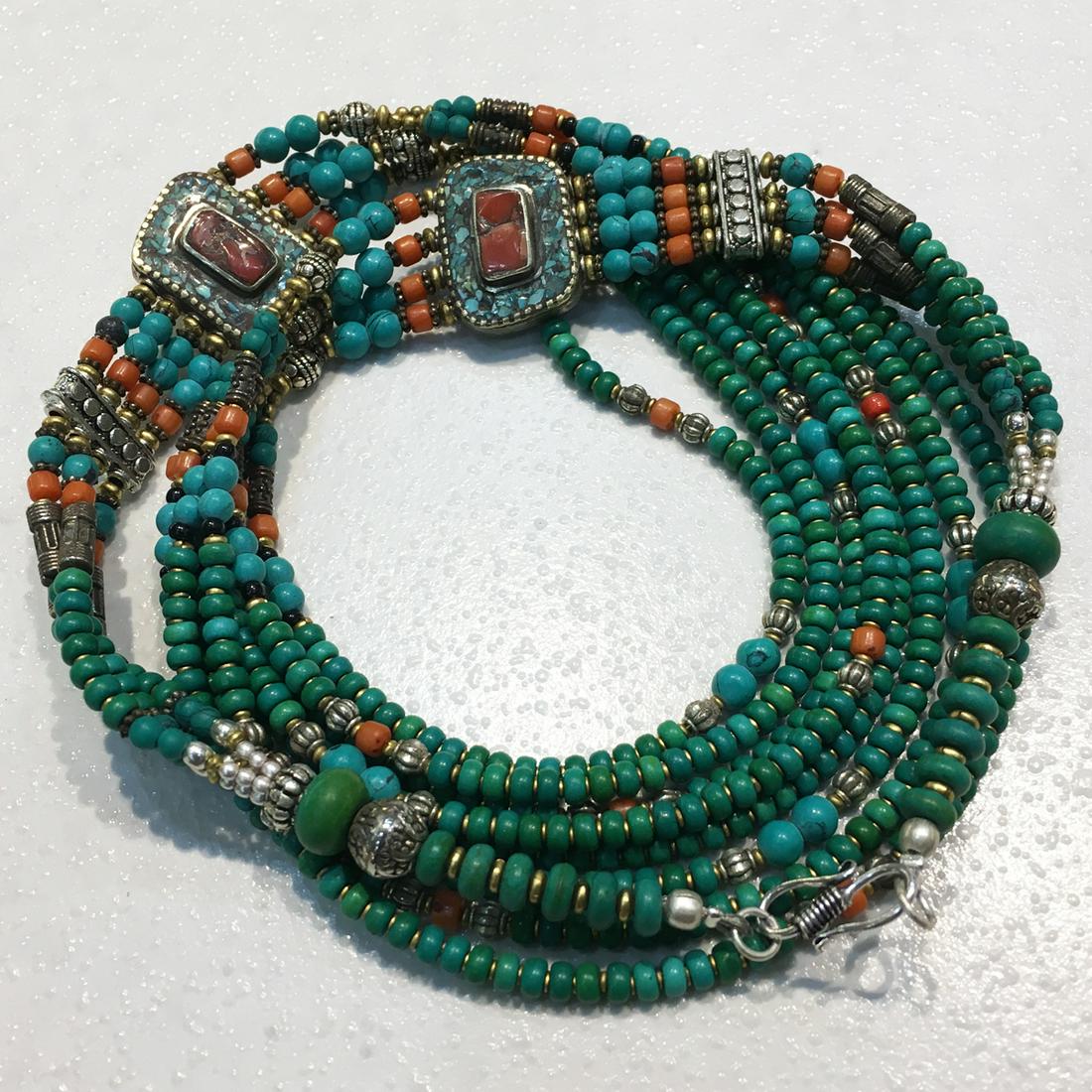Tibetan Vintage Handmade Turquoise Necklace (1 of 2)