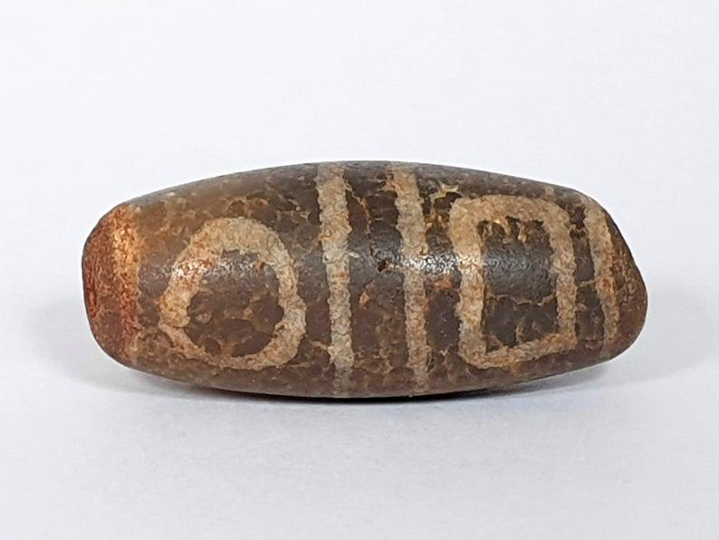 Ancient Double Heaven & Earth Motif Dzi - Extremely Old (1 of 4)