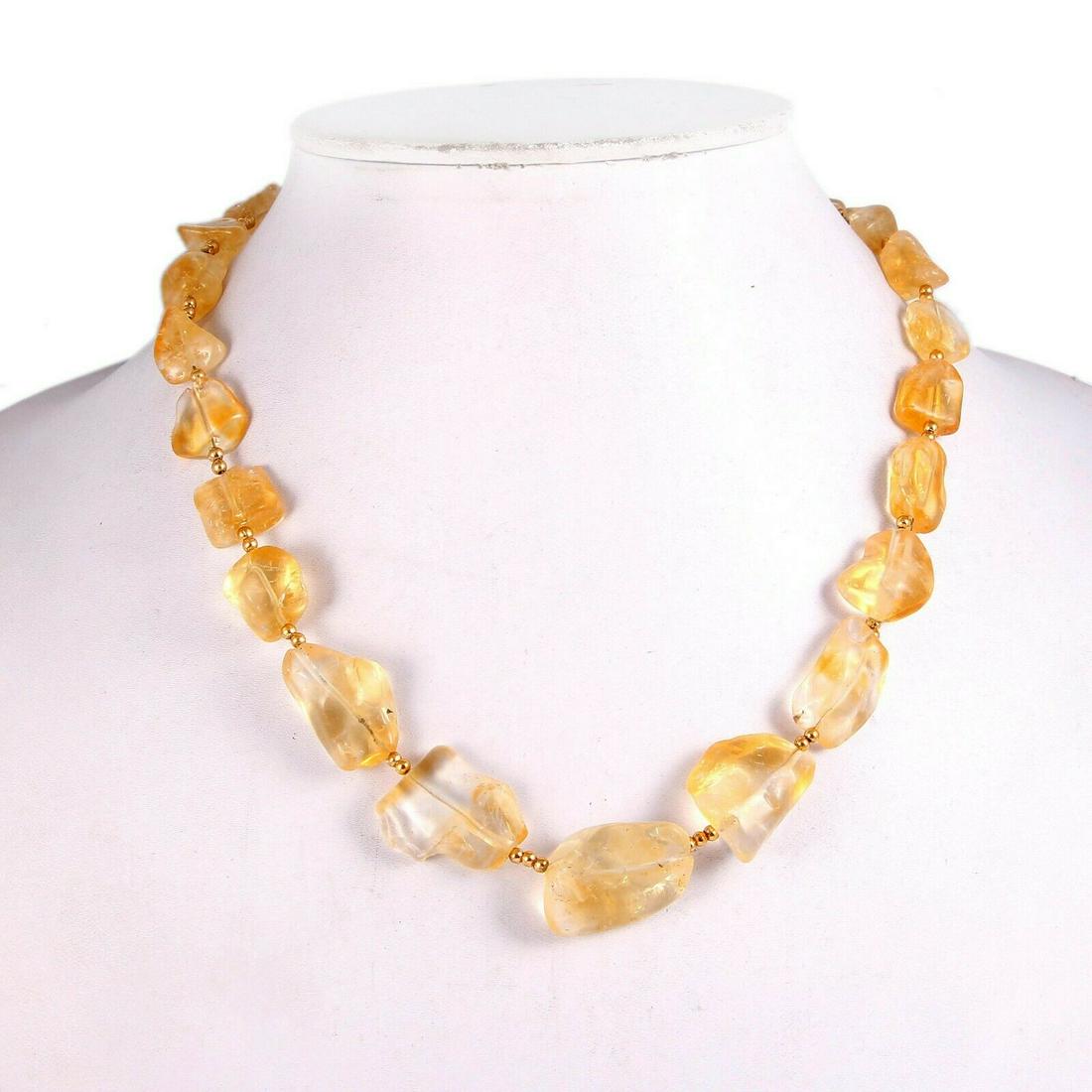 Natural Citrine Necklace Tumbled Beaded 5 To 11 MM 18 (1 of 2)