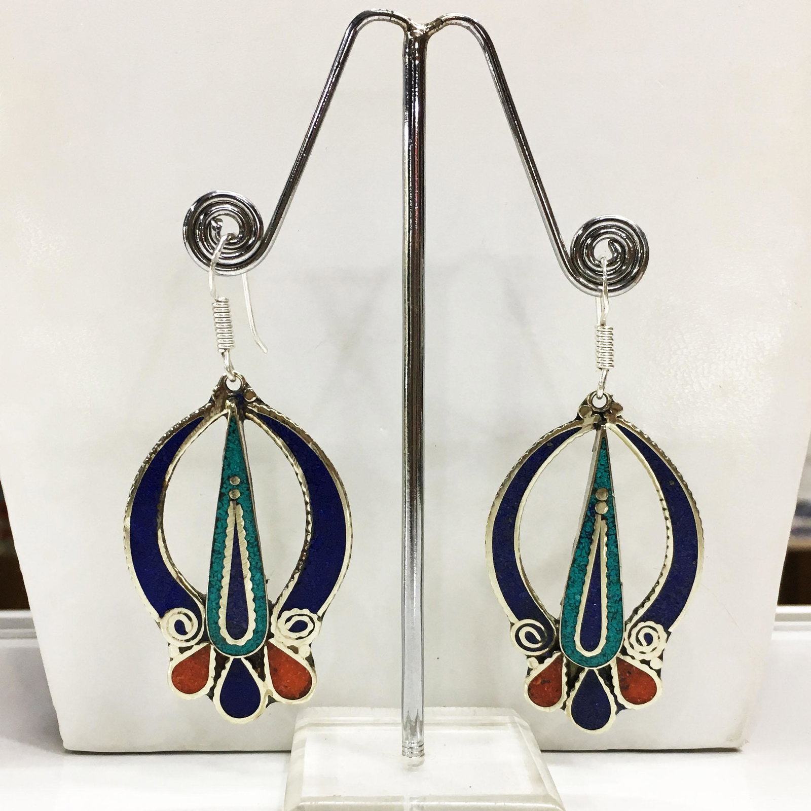 Tibetan Turquoise & Lapis Ethnic Handmade Earrings: Tibetan Handmade Ethnic EarringsMain Stone: LapisMetal: Tibetan SilverMaterial: StoneBrand: HandmadeStyle: BohemianEthnic Origin: TibetanCountry/Region of Manufacture: Nepal