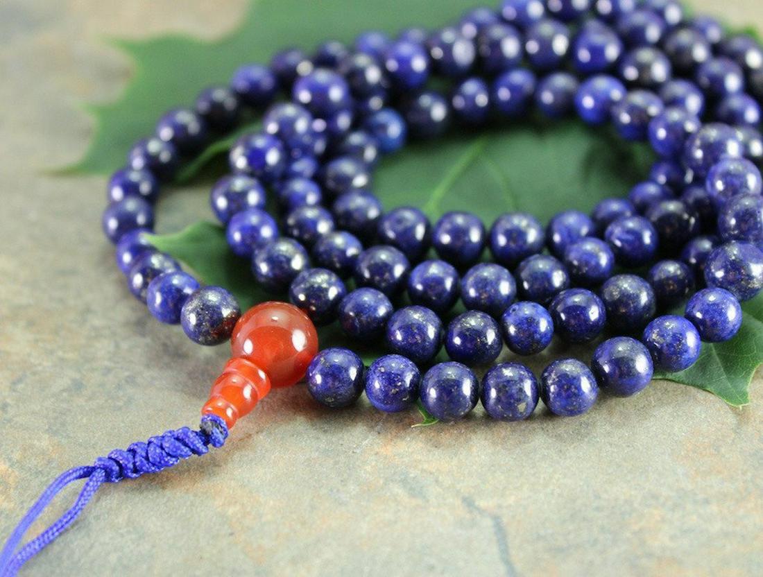DEEP BLUE LAPIS 108 BEAD TIBETAN MALA (1 of 2)