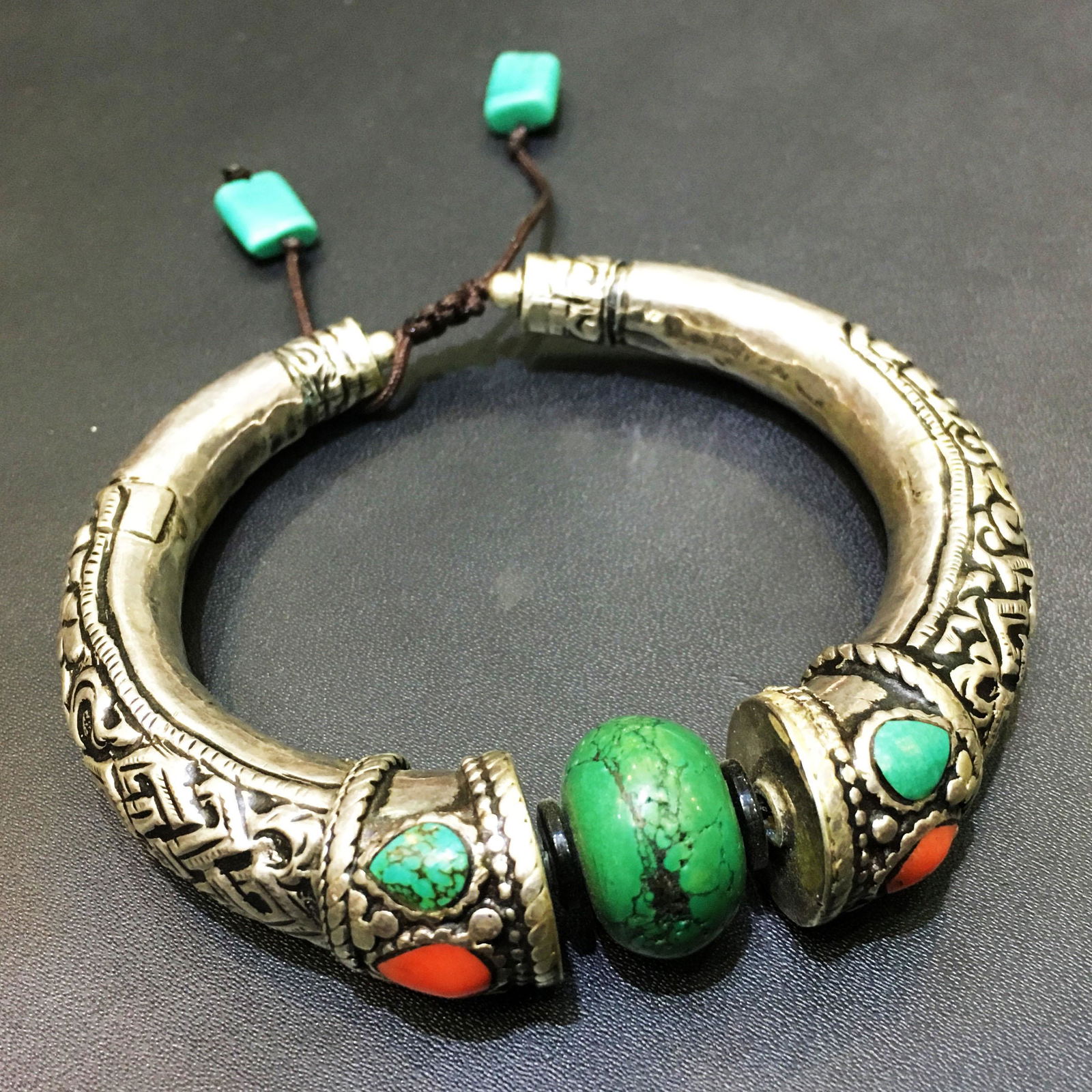 925 Sterling Silver Turquoise Handmade Bangle (1 of 3)