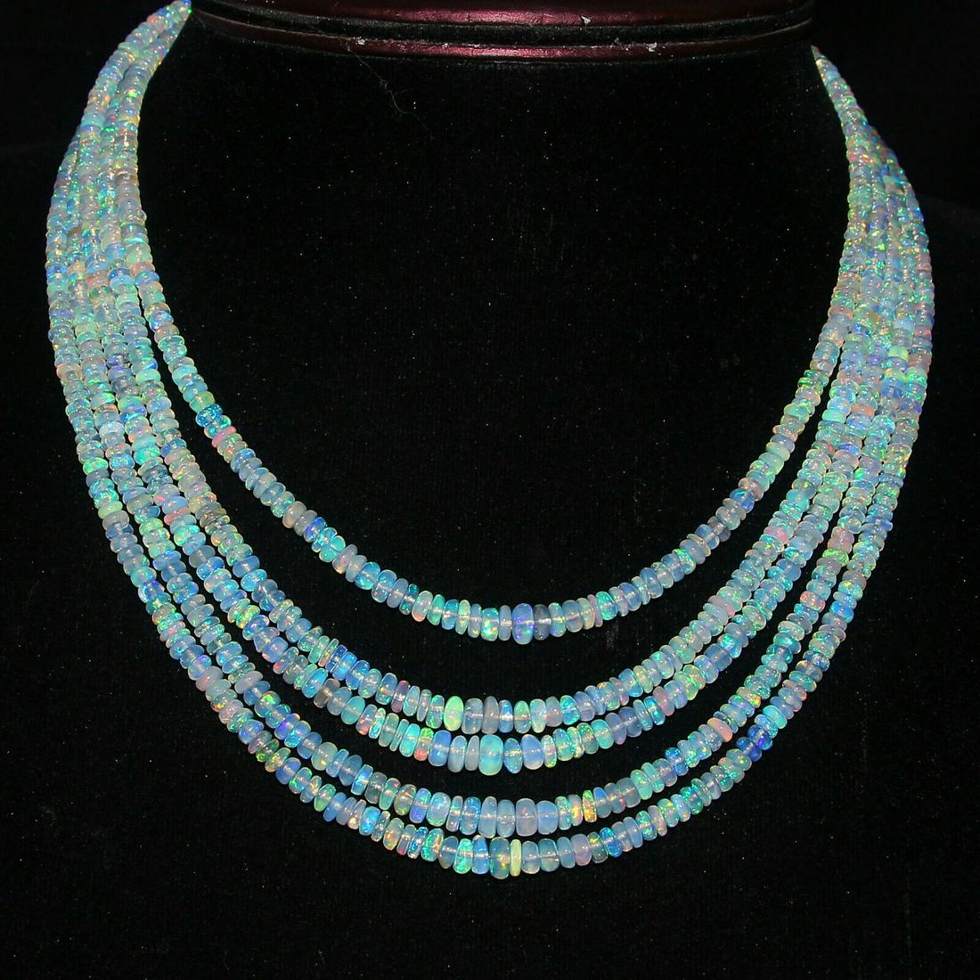 5 Strand Beads Natural Ethiopian Welo fire Necklace (1 of 3)