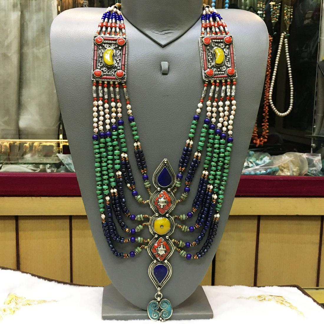 Tibetan Turquoise & Coral Handmade Ethnic Long Necklace (1 of 1)