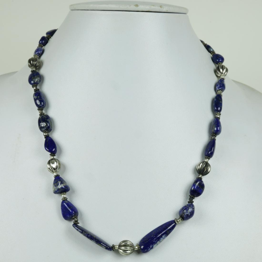 Natural Lapis Lajuli Handmade Beaded Necklace: “Indian Choker Necklace Set Silver Oxidised High Quality Boho Jewellery.This beautiful necklace set looks perfect with indian , western and indo-western dresses. Perfect to club it with the six yard